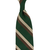 Repp Stripe Silk Tie - Forest / Beige / Brown