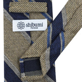 Striped Silk Wool Cotton Tie Beige