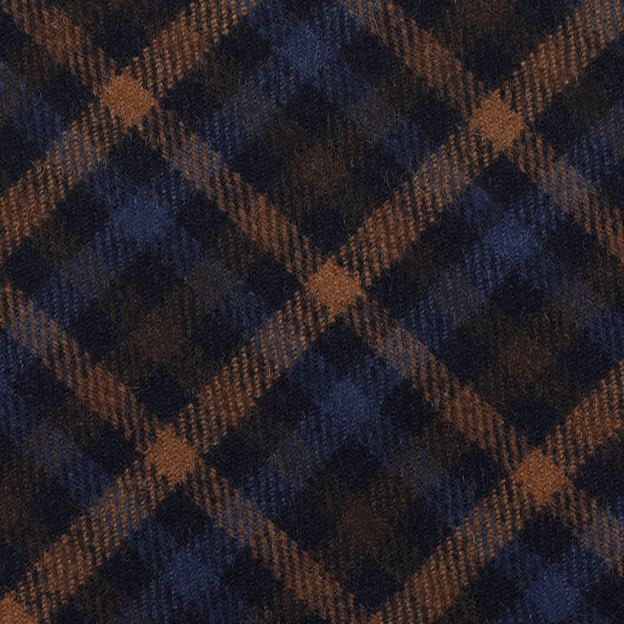 Fox Brothers Checked Wool Bespoke Tie Navy