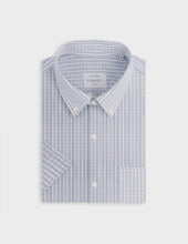 Chemise classique manches courtes à carreaux bleus