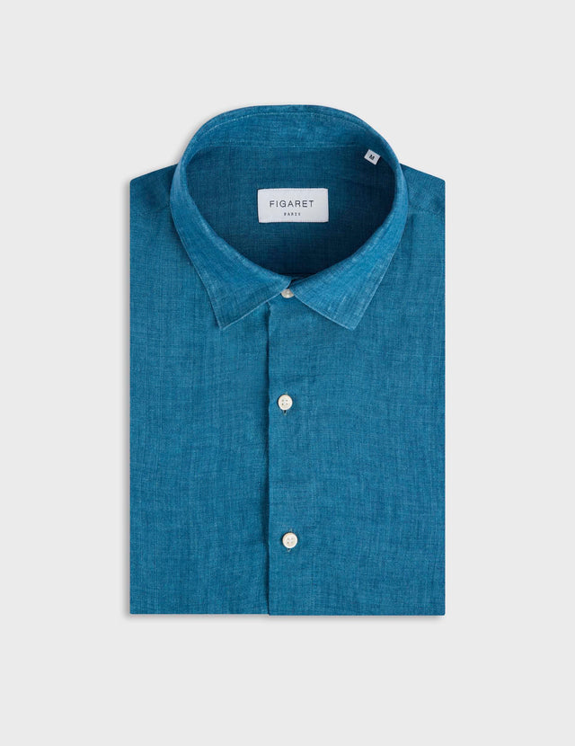 Chemise Auguste en lin bleu