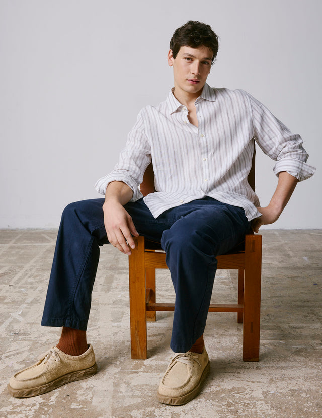 Striped beige linen Auguste shirt