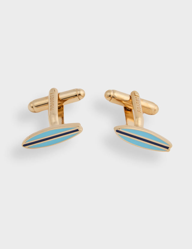 Boutons de manchette turquoise et dorés