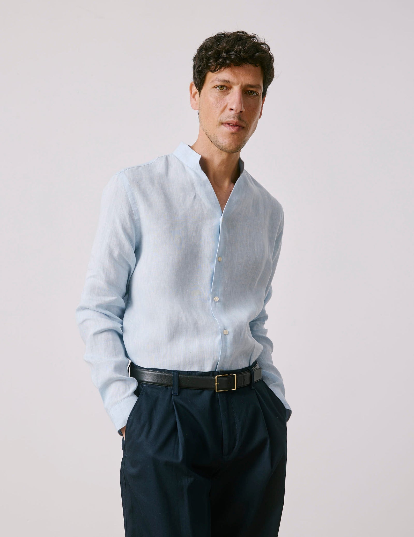 Chemise Carl En Lin Bleu Clair