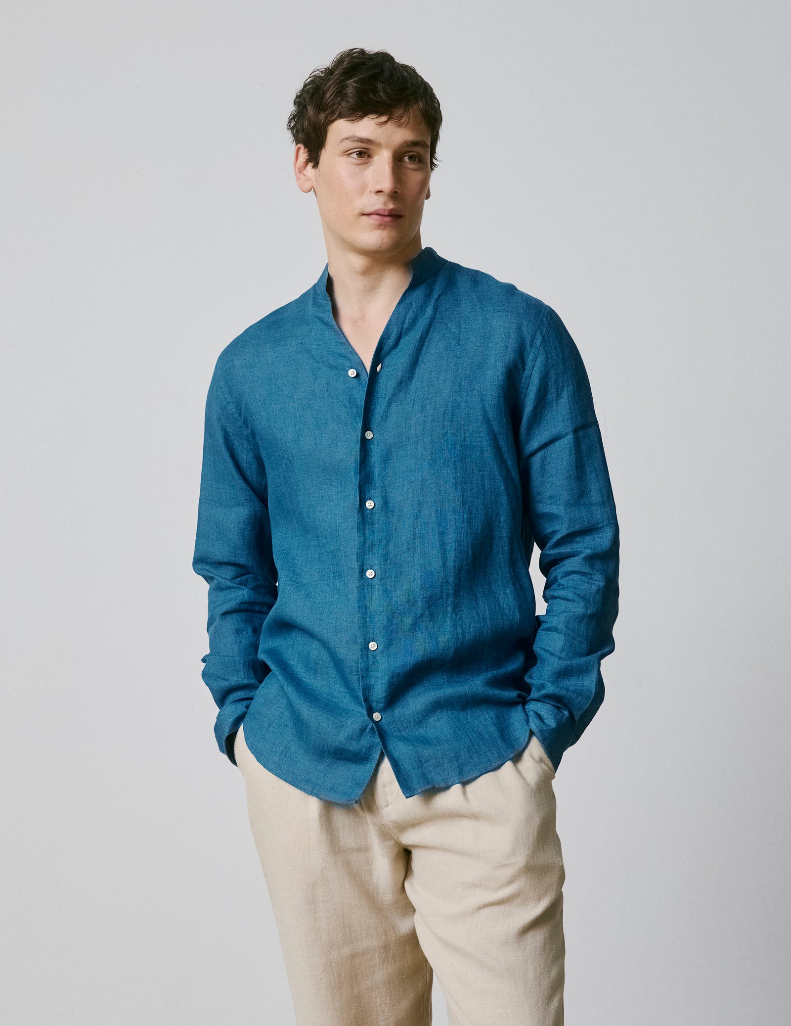 Chemise Carl En Lin Bleu
