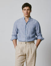 Chemise Carl en lin rayé bleu