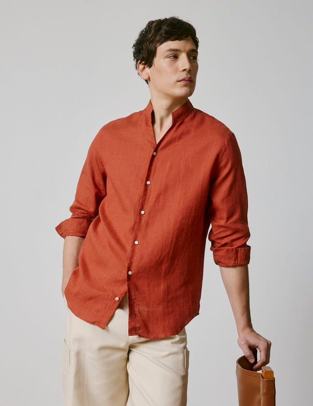 Chemise Carl en lin rouille