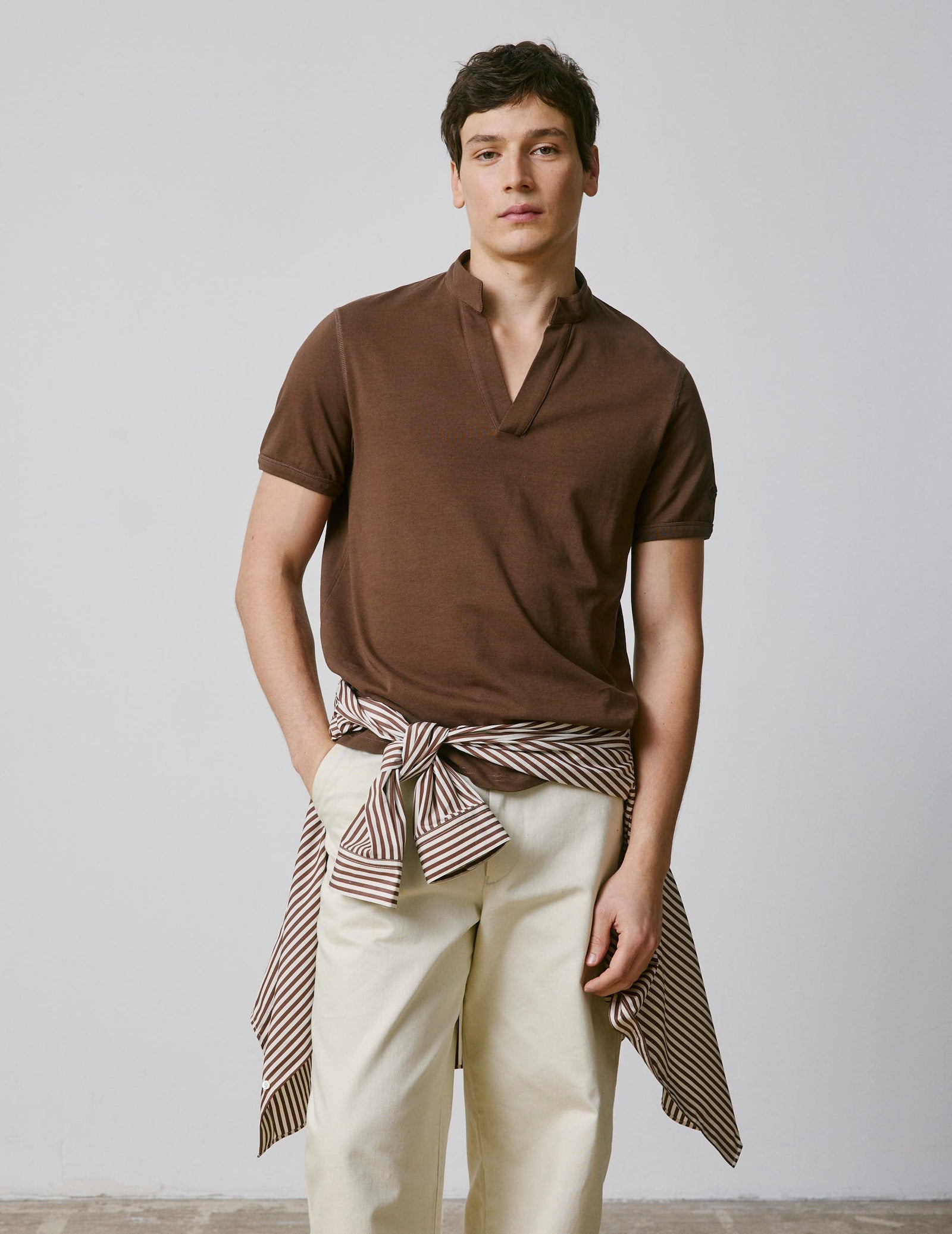 Charly Dark Brown Cotton T Shirt
