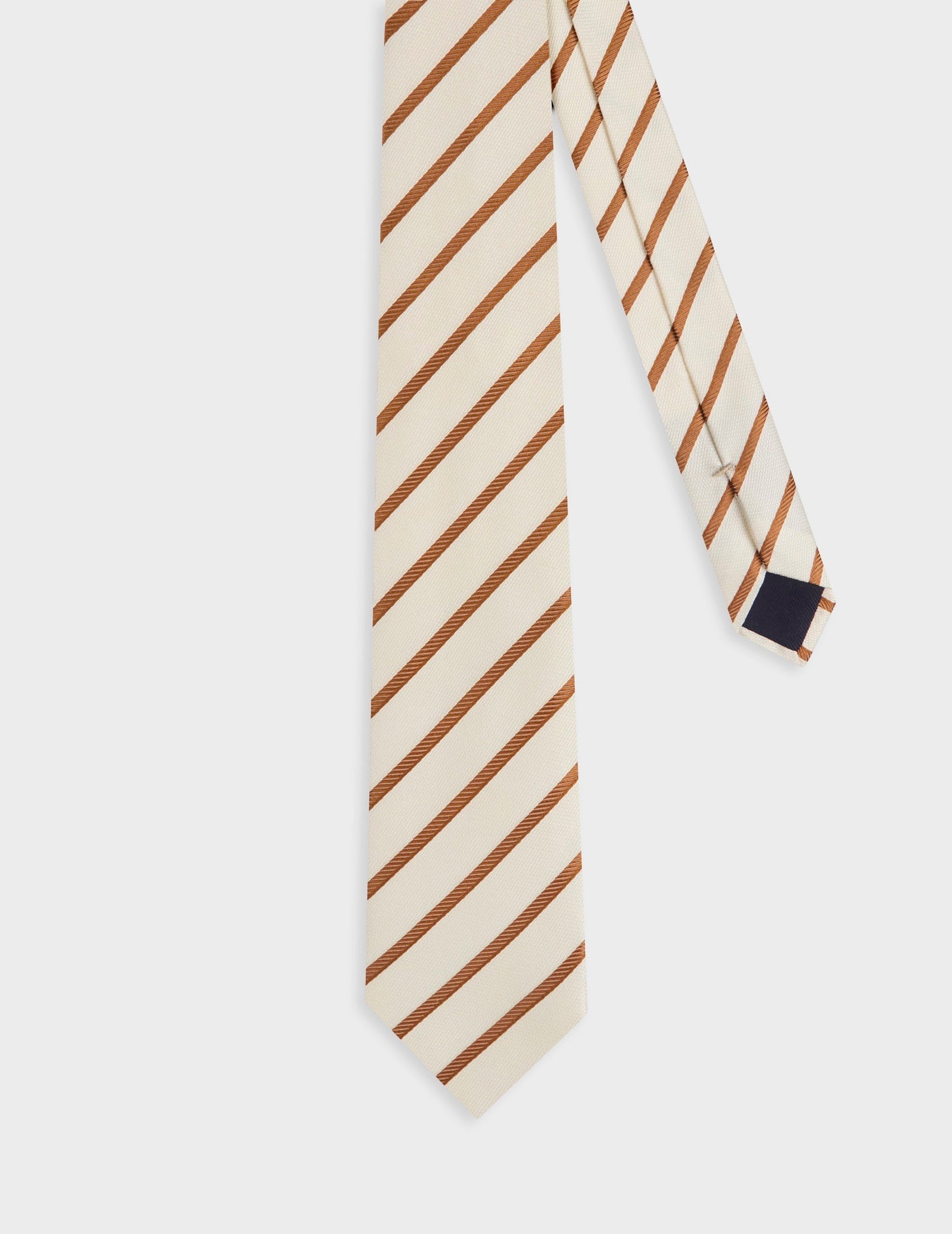 Striped silk tie beige