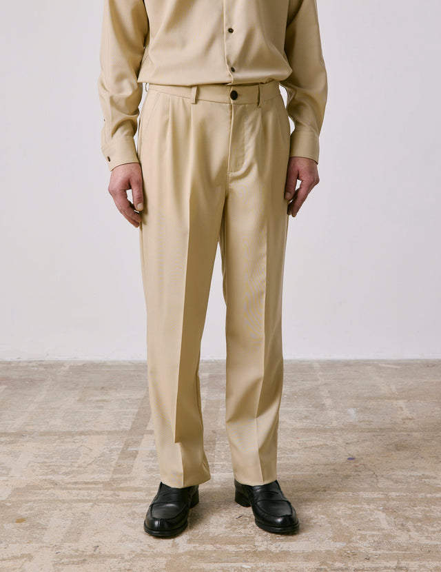 Pantalon de costume Driss en laine vierge beige