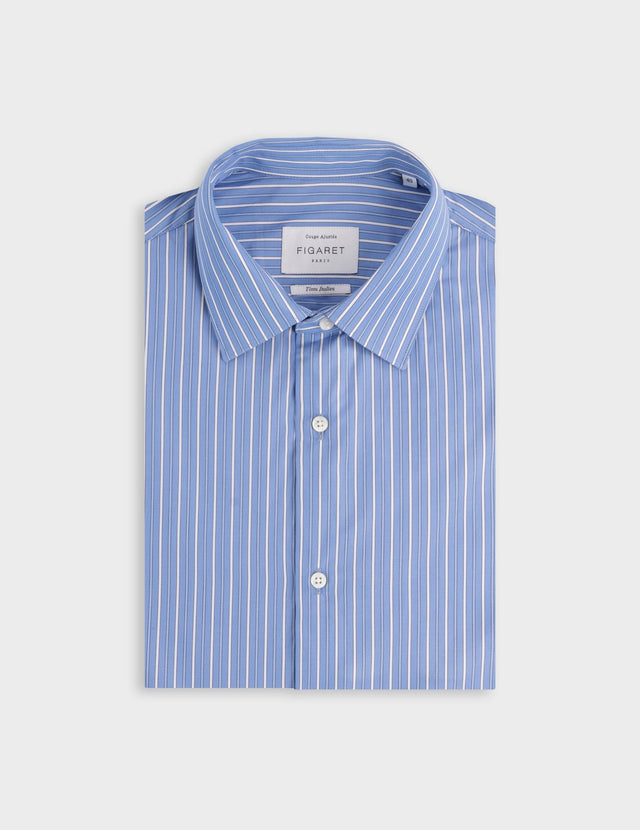 Fitted striped blue shirt
