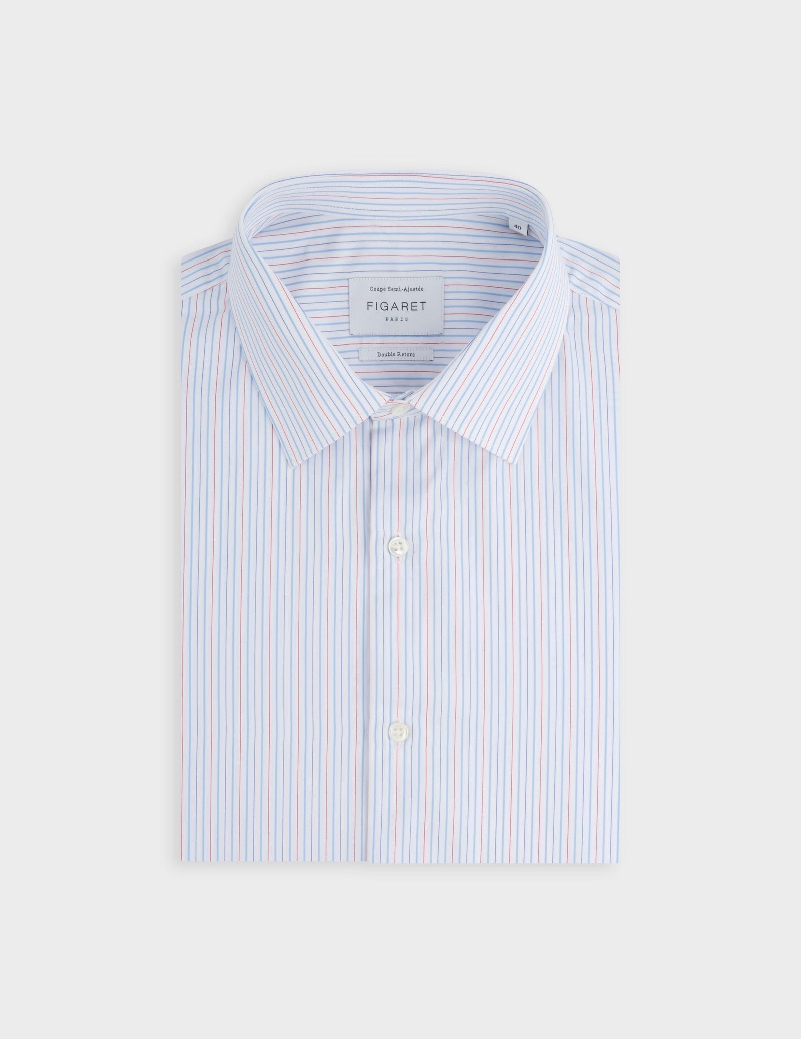 Semi-fitted red striped shirt