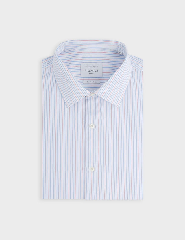 Semi-fitted red striped shirt