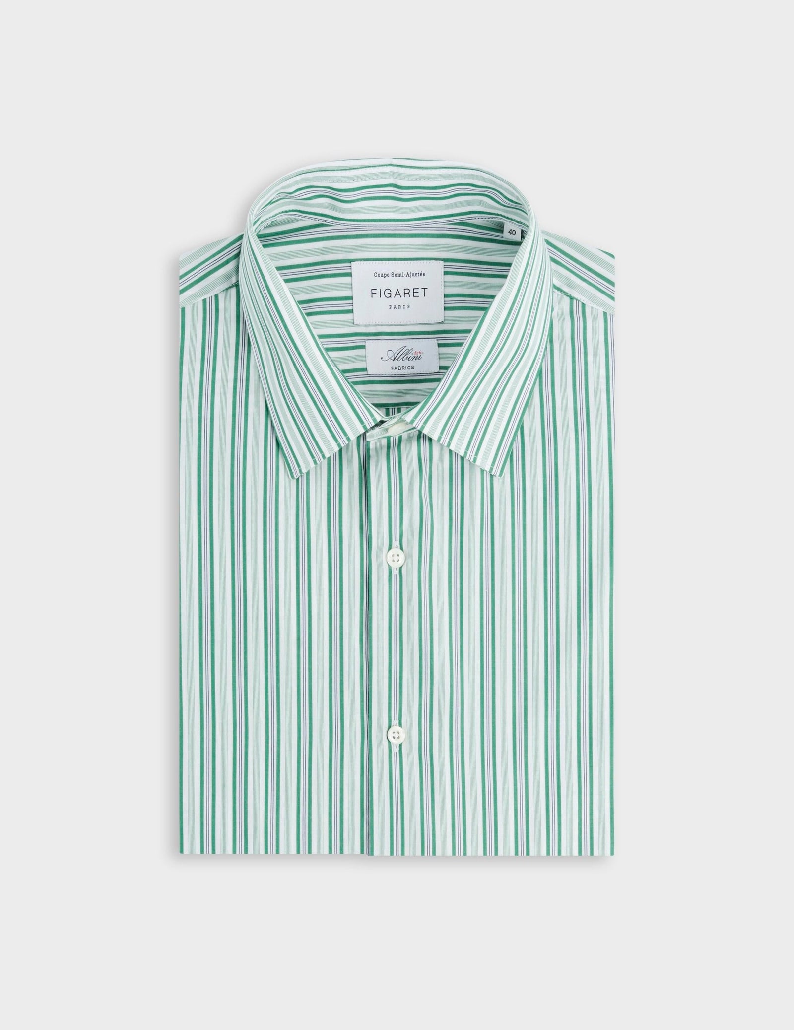Semi-fitted striped green shirt