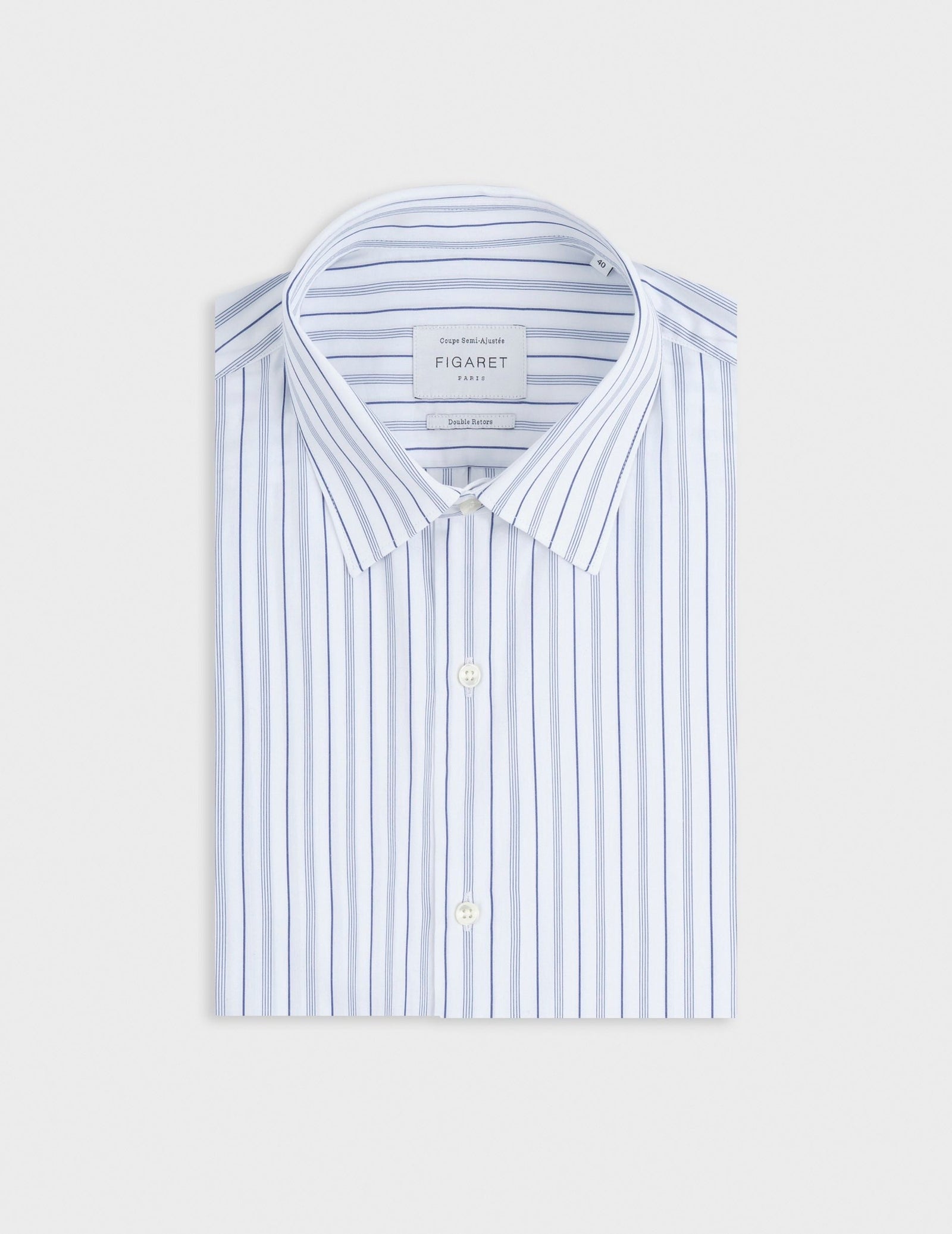 Semi-fitted striped navy shirt