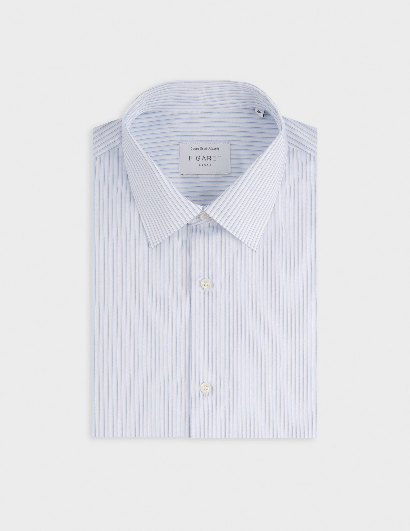 Semi-fitted striped light blue Travel shirt