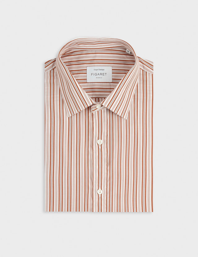 Chemise classique rayée marron