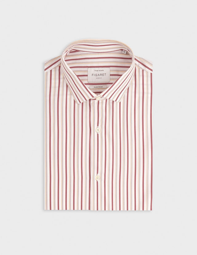 Chemise ajustée rayée bordeaux