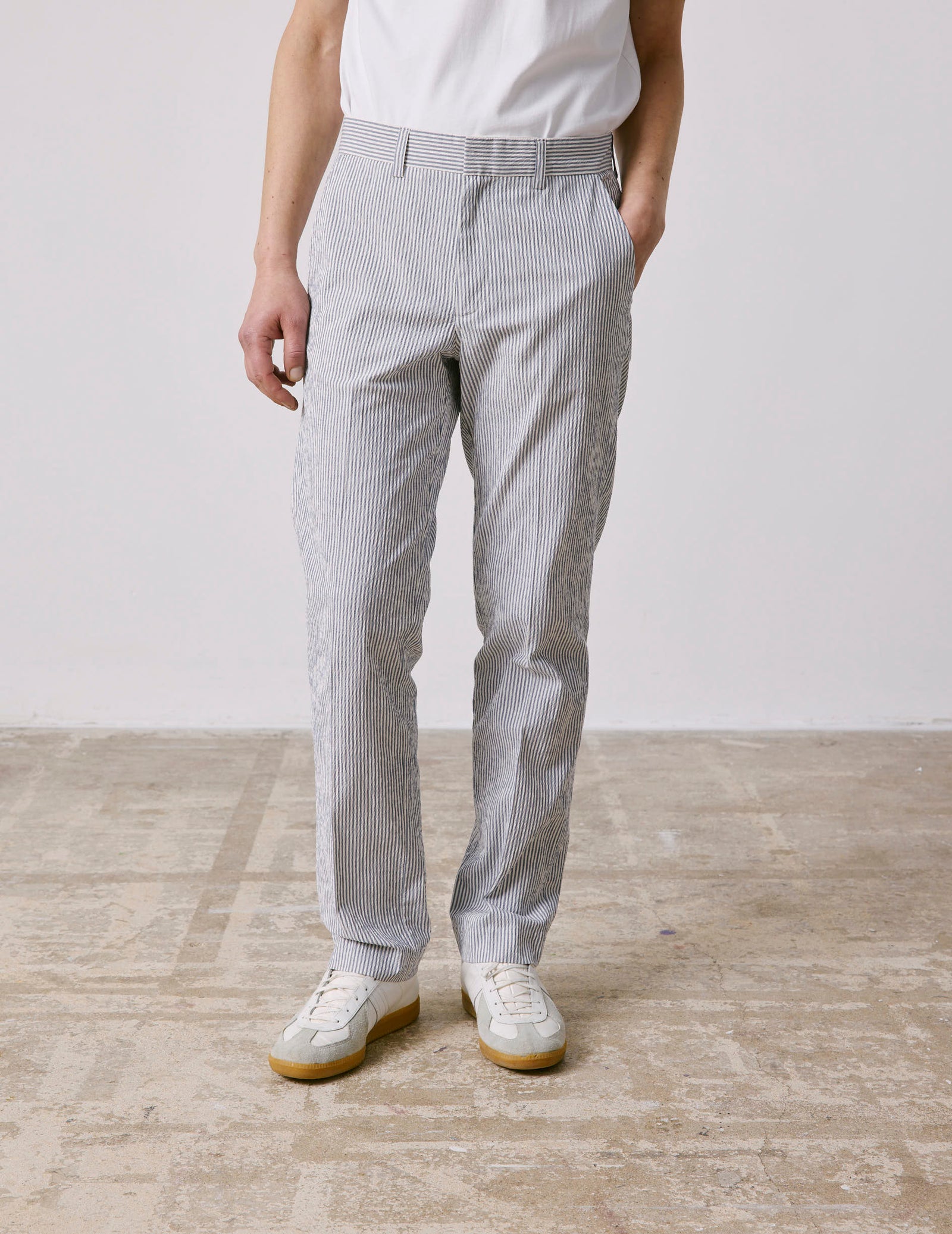 Geofrey Chinos In Striped Seersucker