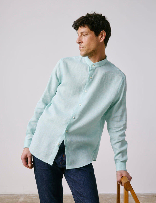 Herwin turquoise linen shirt