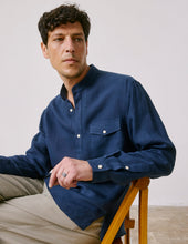 Chemise Popover Hilario En Lin Bleu Marine