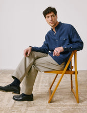 Hilario navy linen popover shirt