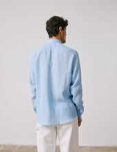 Chemise Semi Ajust E En Lin Bleu Clair