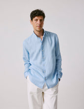 Chemise Semi Ajust E En Lin Bleu Clair