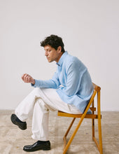 Chemise Semi Ajust E En Lin Bleu Clair