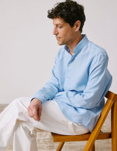 Chemise Semi Ajust E En Lin Bleu Clair