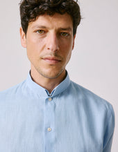 Chemise Semi Ajust E En Lin Bleu Clair