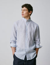 Chemise Semi Ajust E En Lin Ray Bleu Marine