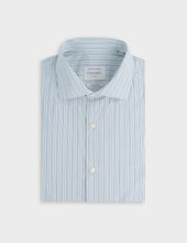 Semi-fitted green striped shirt