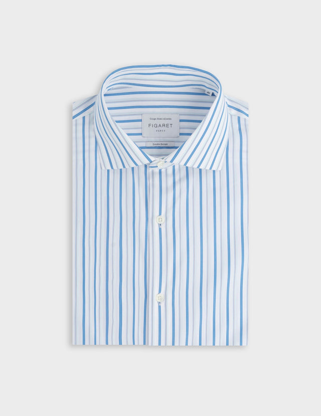 Semi-fitted striped blue shirt