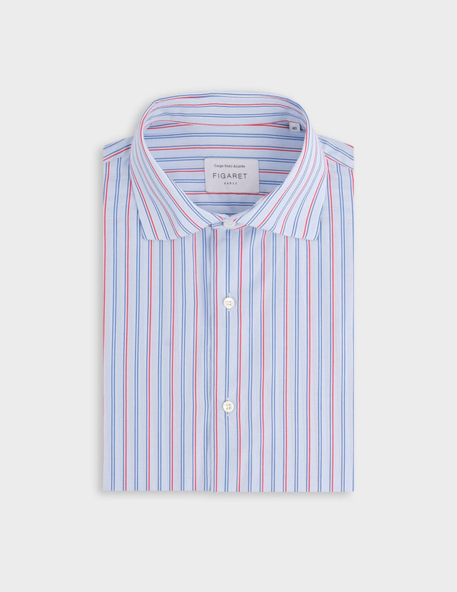 Chemise semi-ajustée rayée rouge