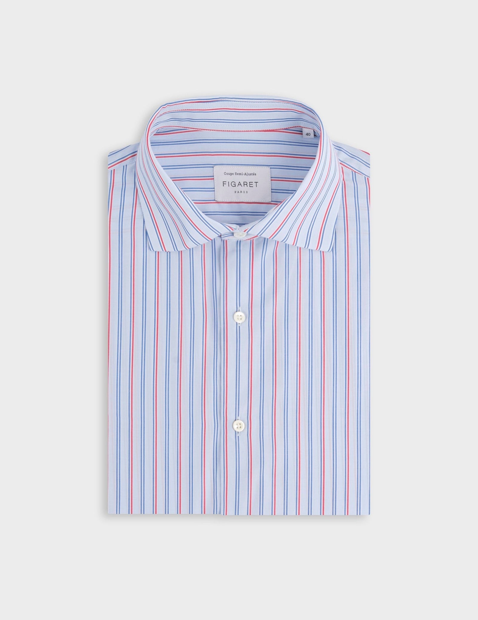 Semi-fitted striped red shirt