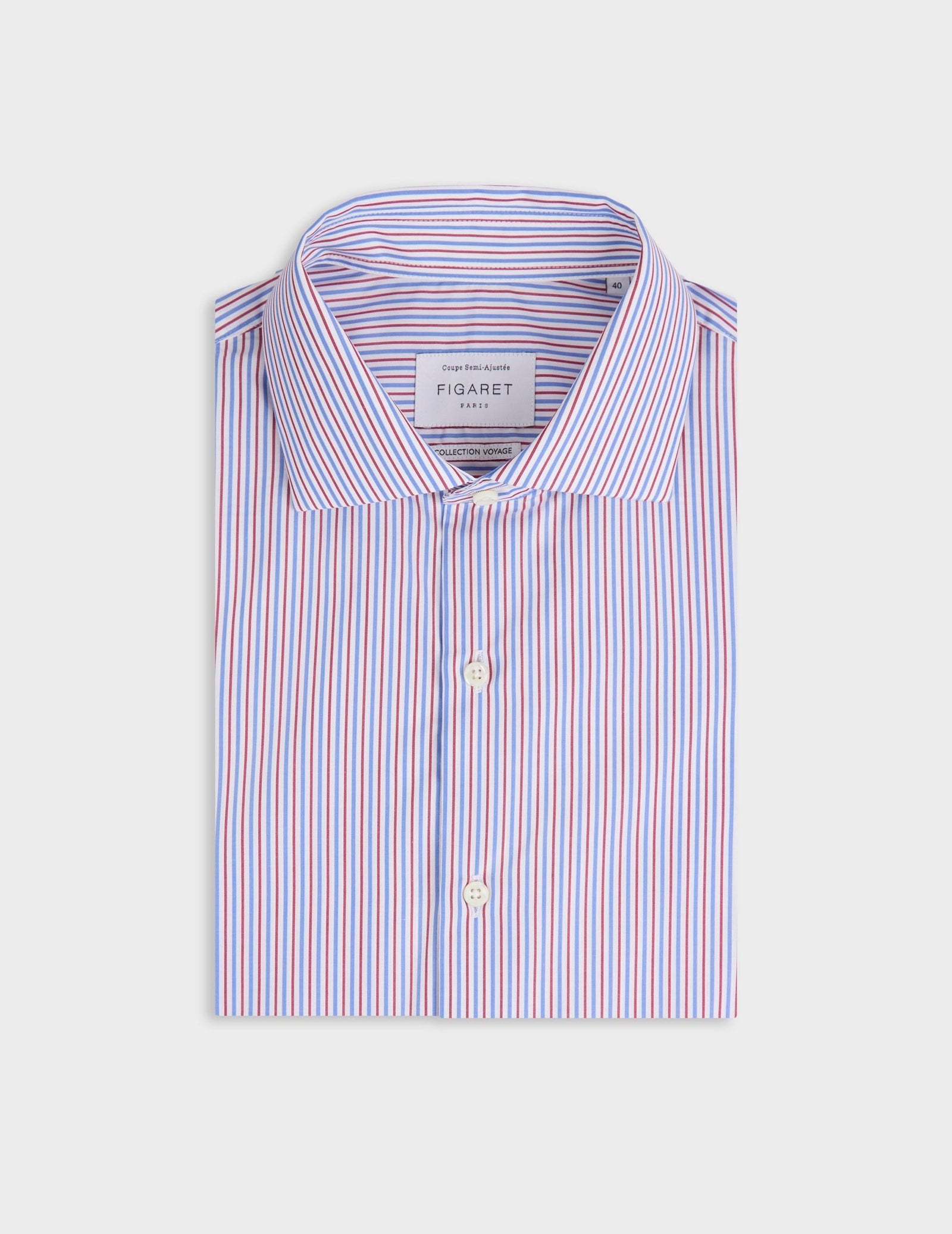 Chemise Voyage Col Italien En Popeline Ray E