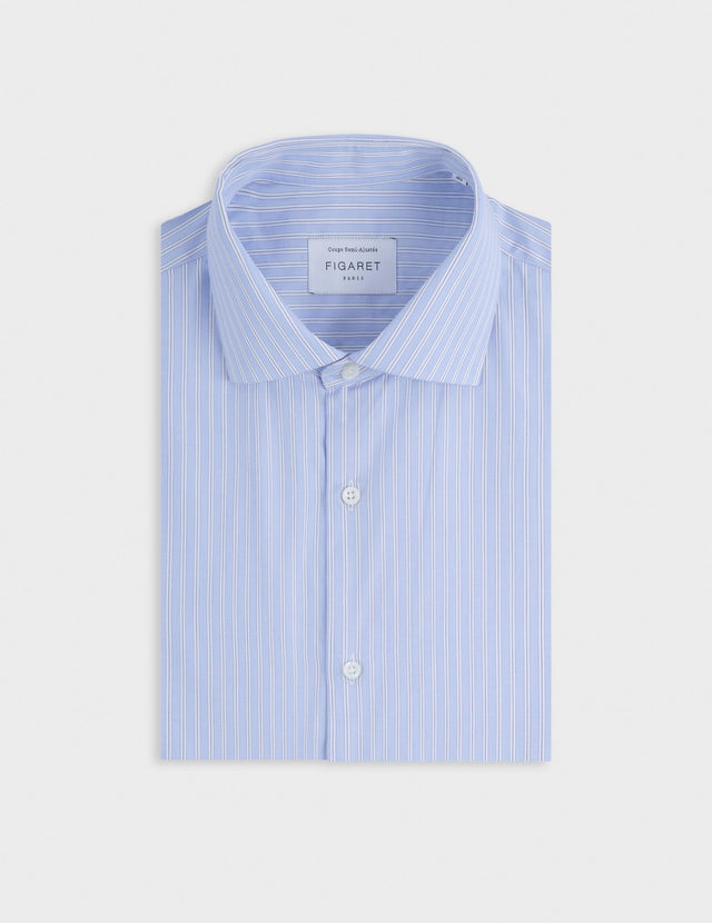 Chemise semi-ajustée Voyage rayée bleue