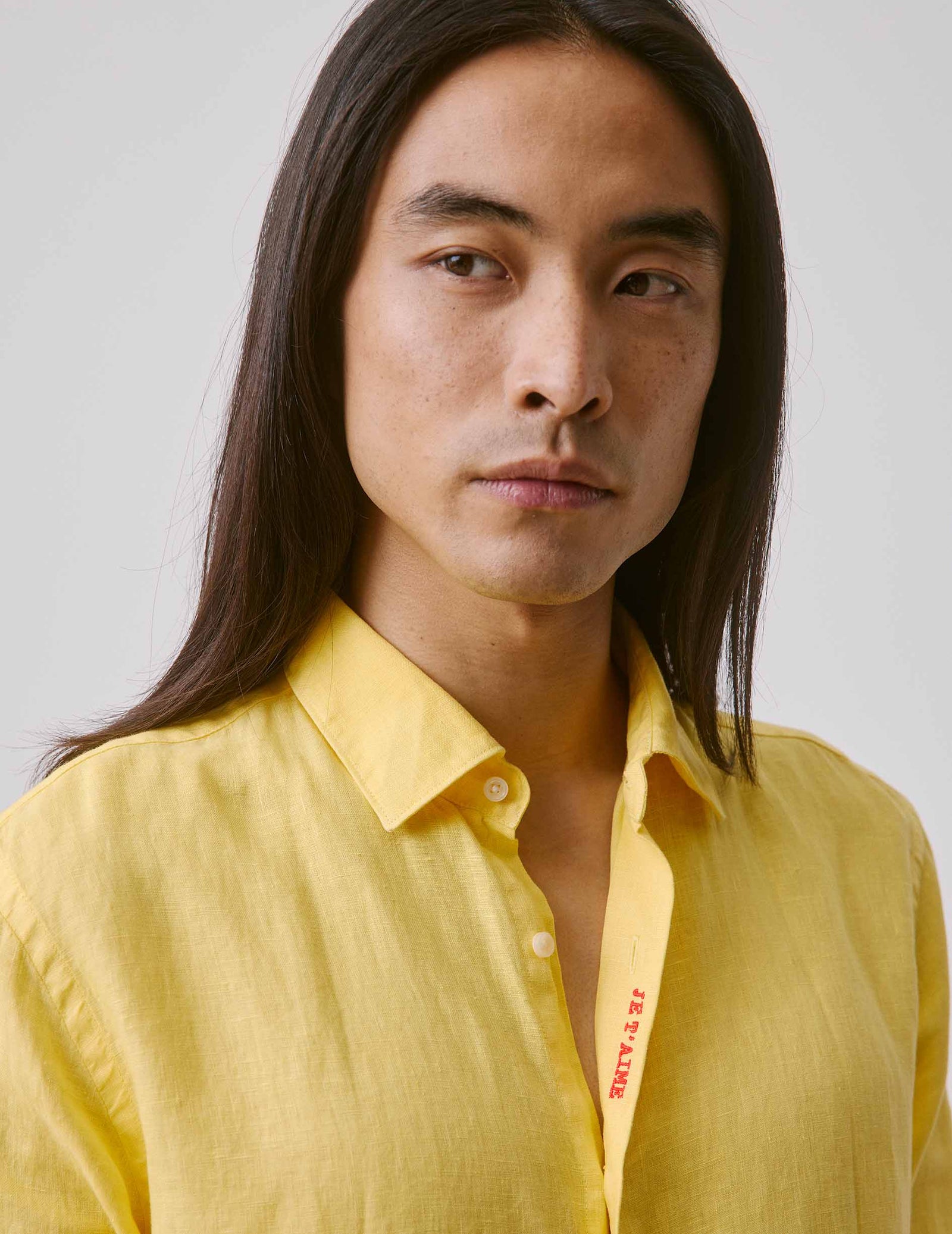 Chemise Mixte Je T Aime En Lin Jaune