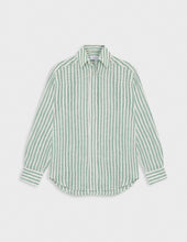 L Anna Striped Green Linen Shirt