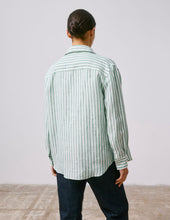 L Anna Striped Green Linen Shirt
