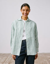 L Anna Striped Green Linen Shirt