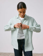 L Anna Striped Green Linen Shirt