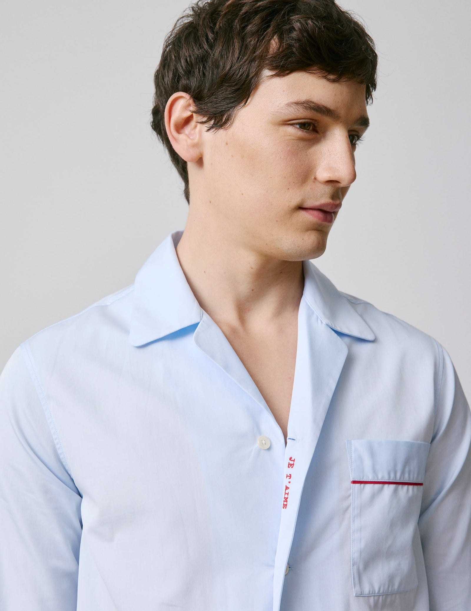 Louis Pajamas In Poplin Embroidered With Je T Aime