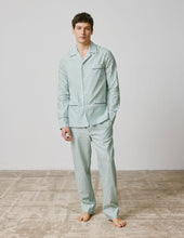 Striped green cotton and linen Louis pajama