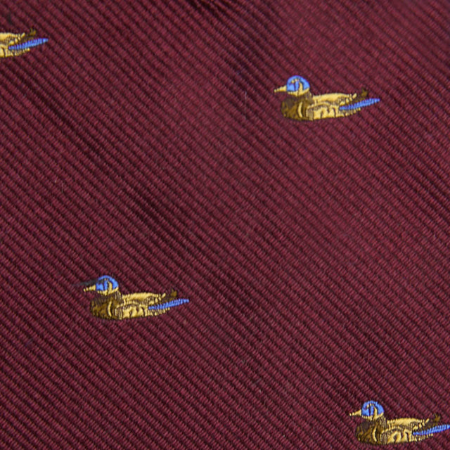 Vintage Bespoke Animal Crest Silk Tie - Burgundy
