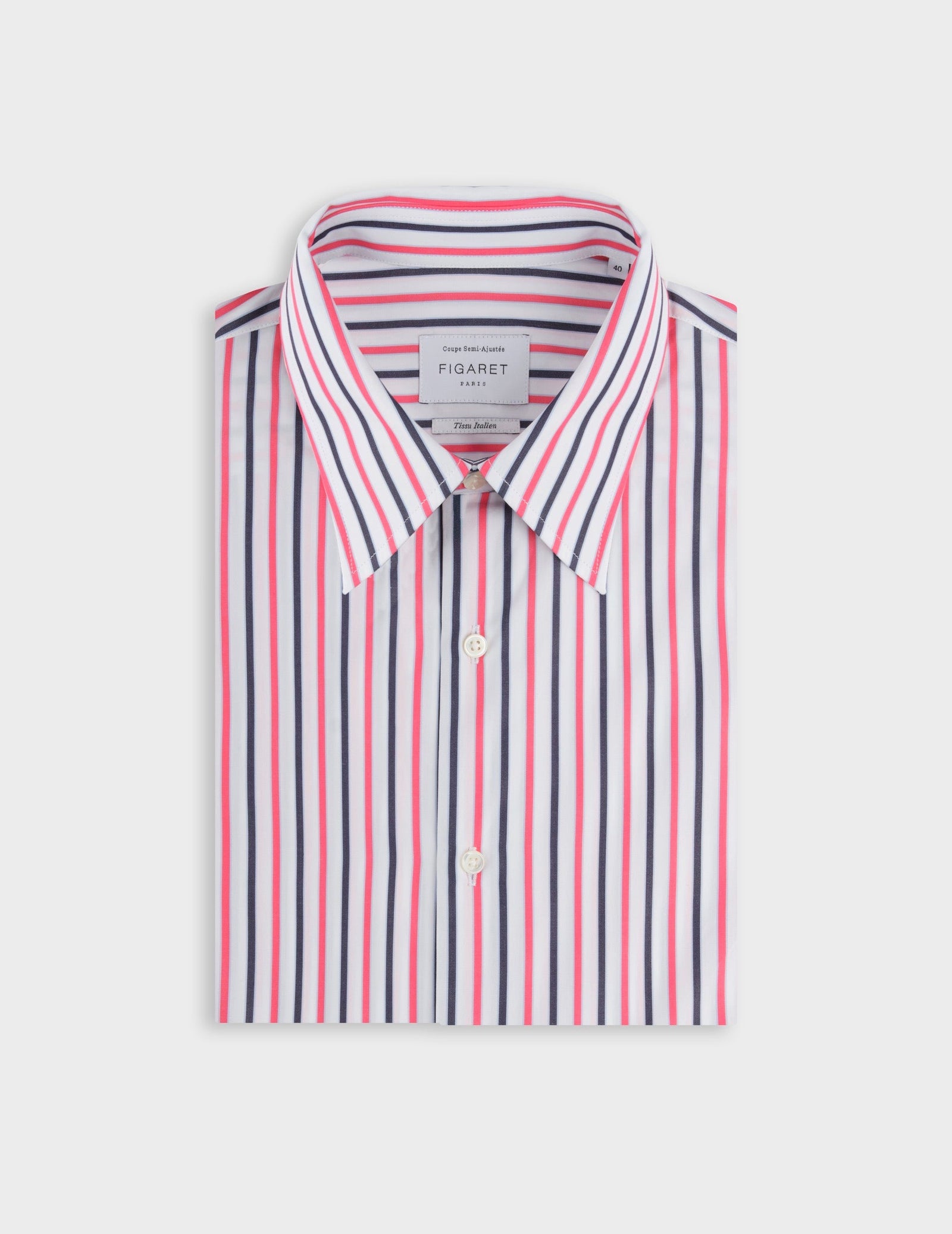 Semi-fitted striped red shirt