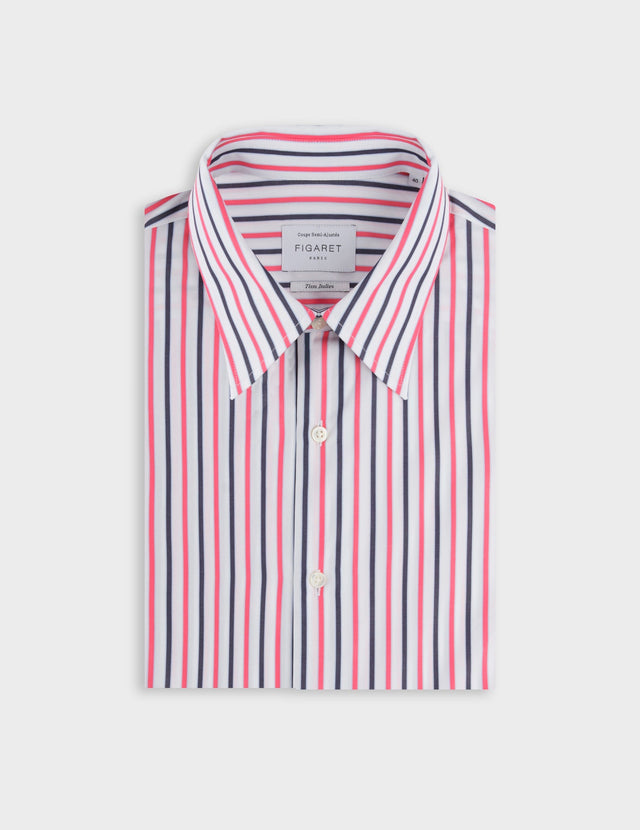 Semi-fitted striped red shirt