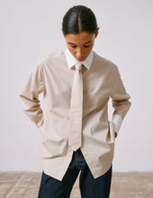 Beige Striped Poplin Tie