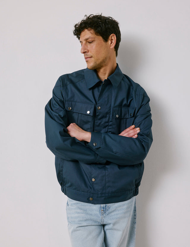 Blouson aviateur Nelson en canvas de coton marine